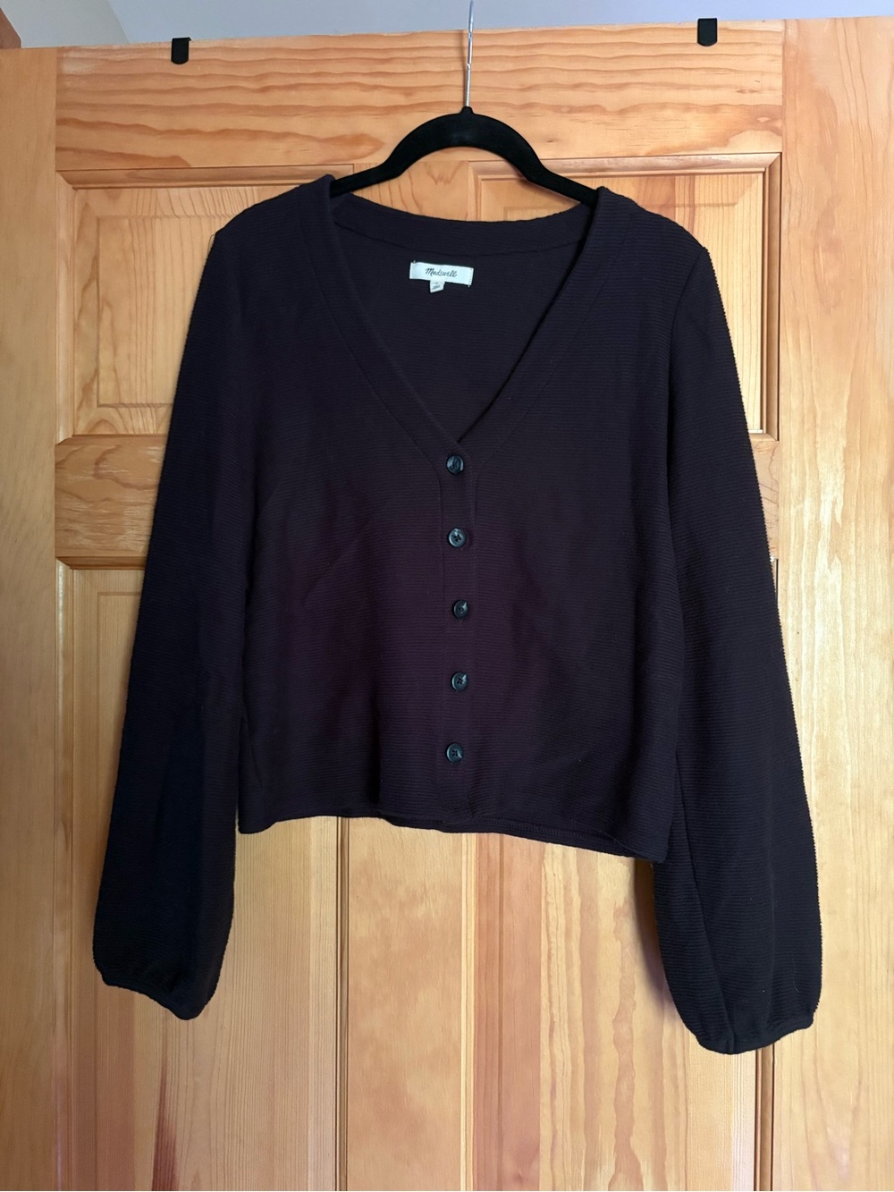 Madewell V-Neck Button Up Cardigan in Black